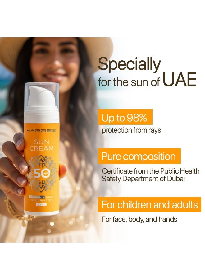 HARBEZ Sunscreen Spf 50, Sunscreen For Face, Sun Cream, Sunscreen Spray, Facial Skin Care Products, Spf Moisturizer Face, Mineral Sunscreen - Image 1